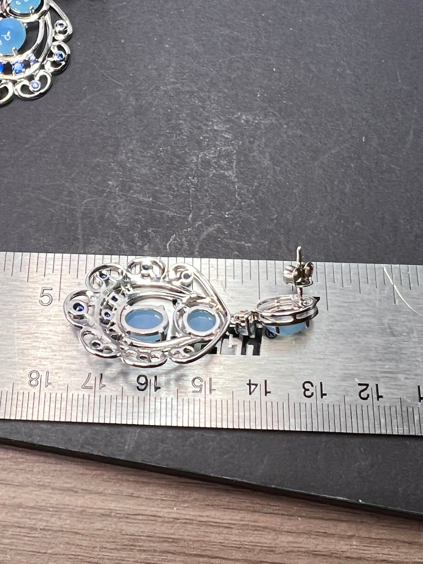 LAB BLUE SPINEL AND BLUE CHALCEDONY RHODIUM OVER SILVER EARRINGS