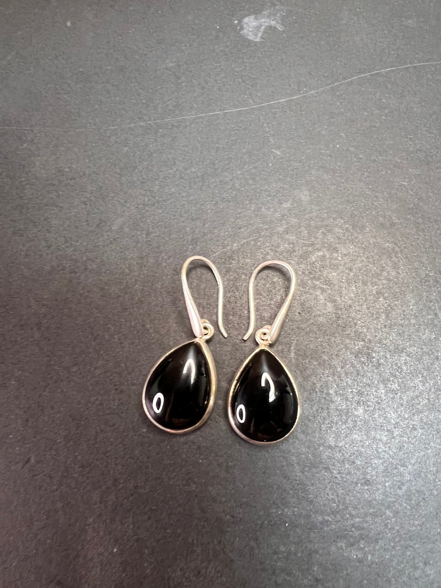 NEW Black onyx sterling silver teardrop earrings 8.12 grams
