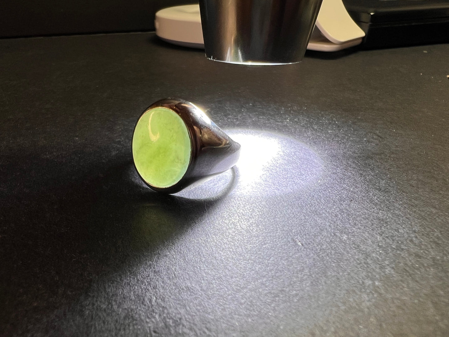 Vintage jade Pa Ha Co sterling silver ring size 8