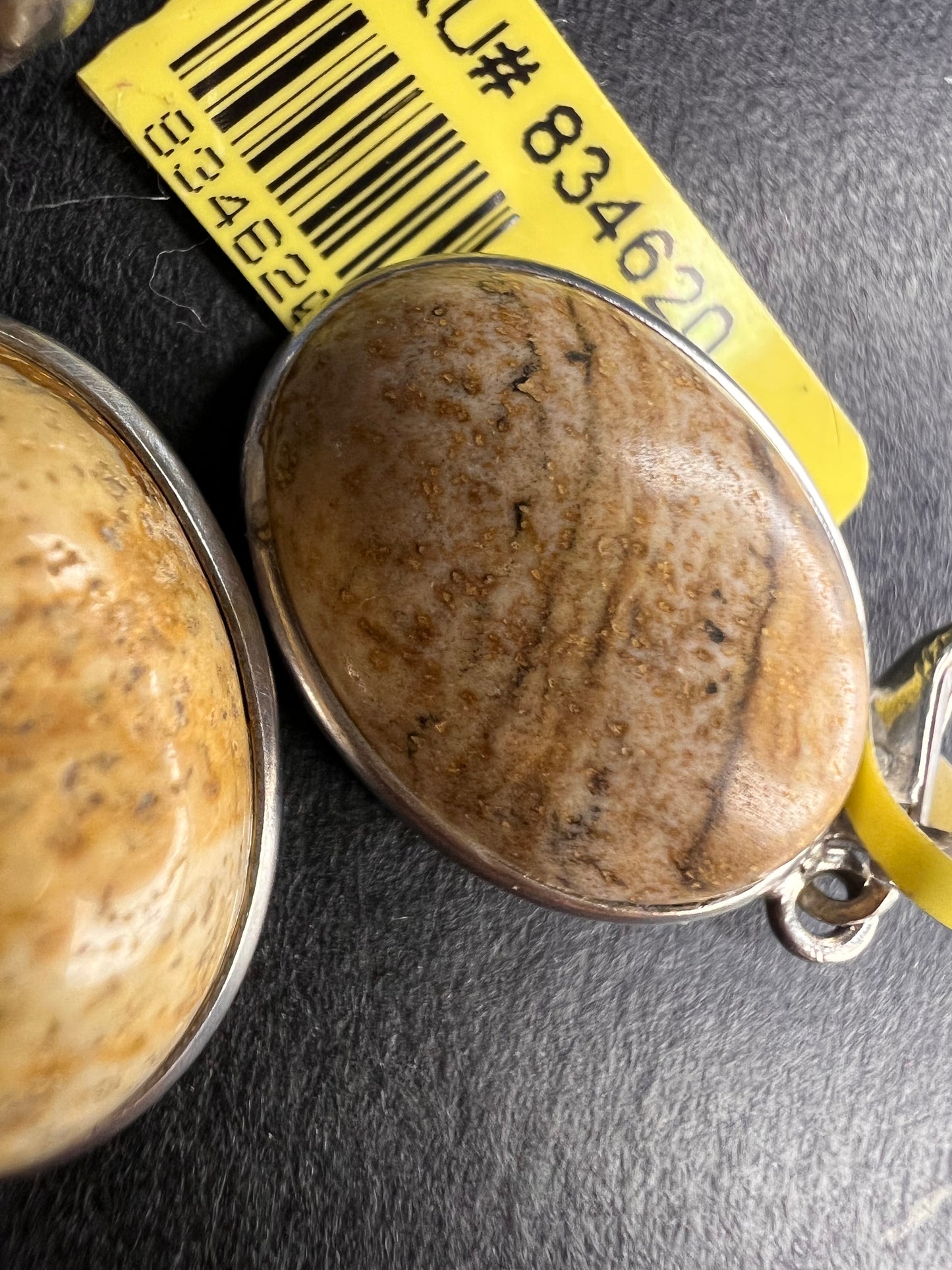 NEW picture jasper sterling silver lever back earrings