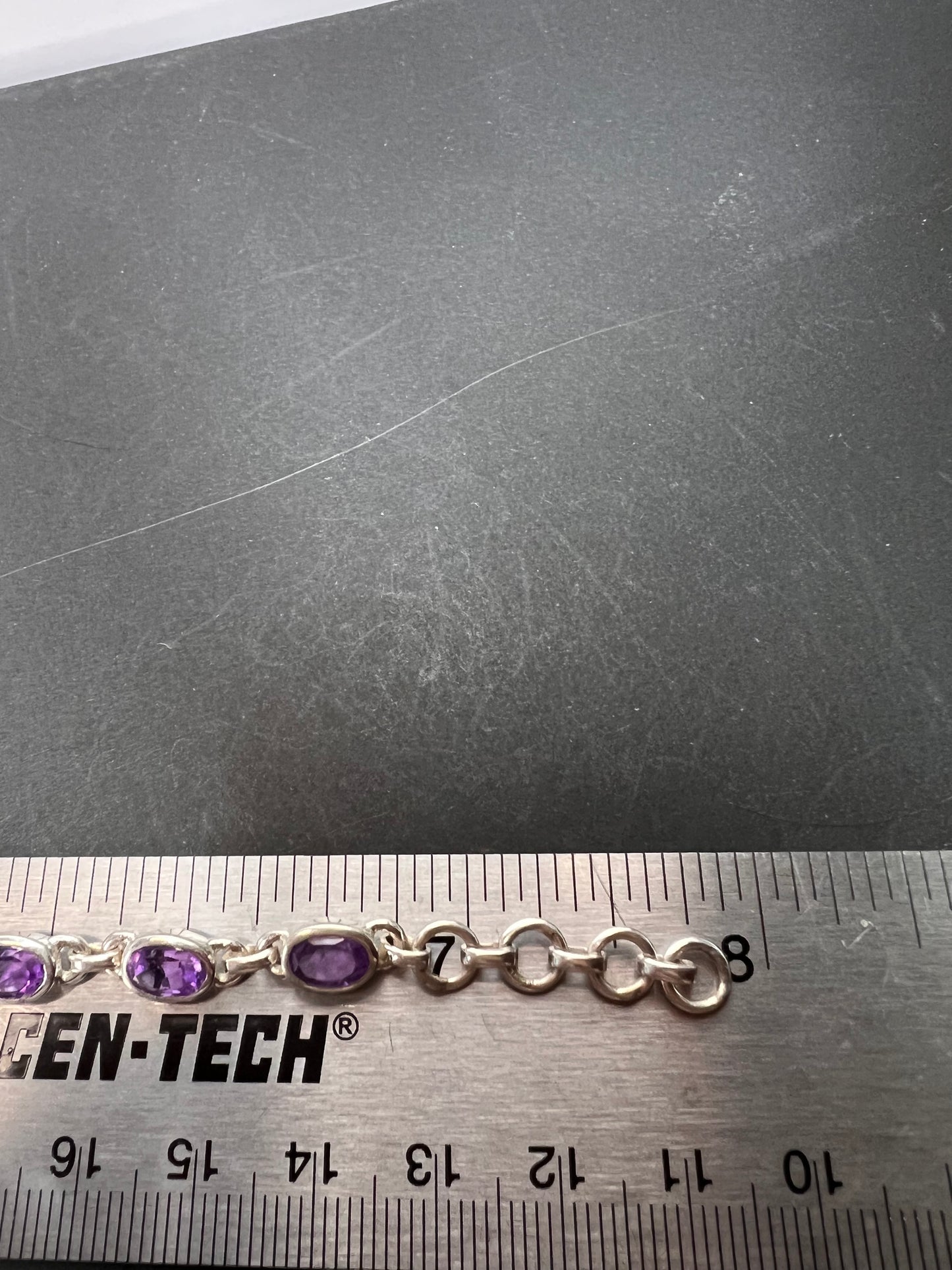 NEW sterling silver amethyst link bracelet