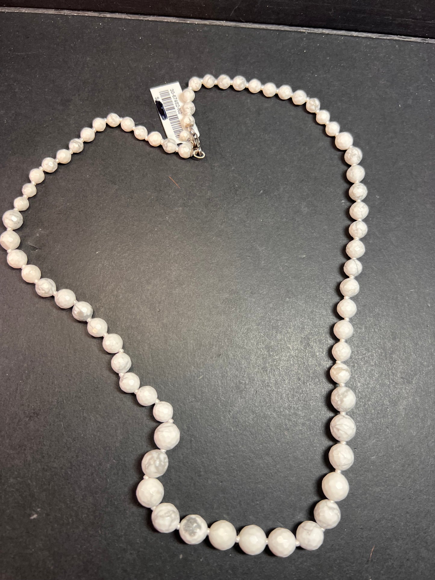 NEW howlite graduated knotted necklace with sterling silver clasp