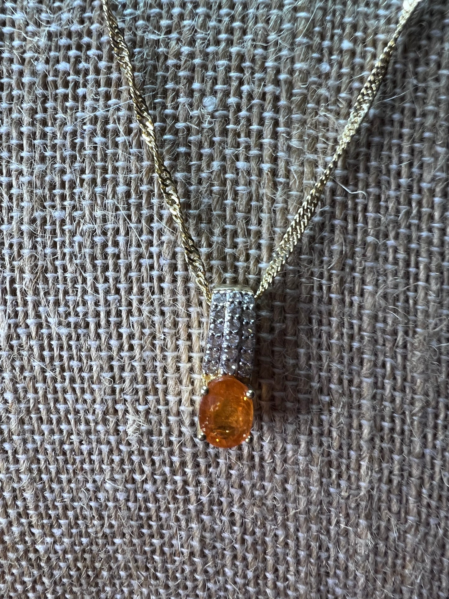 Orange Mandarin Garnet 18K Yellow Gold Over Silver Pendant With Chain 1.02ctw *NEW*