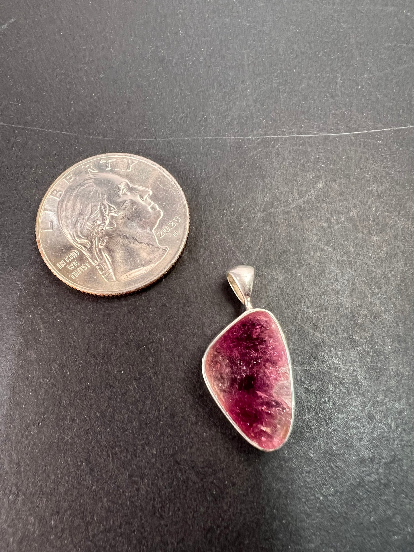 NEW Bi color pink tourmaline sterling silver pendant 1.94 grams