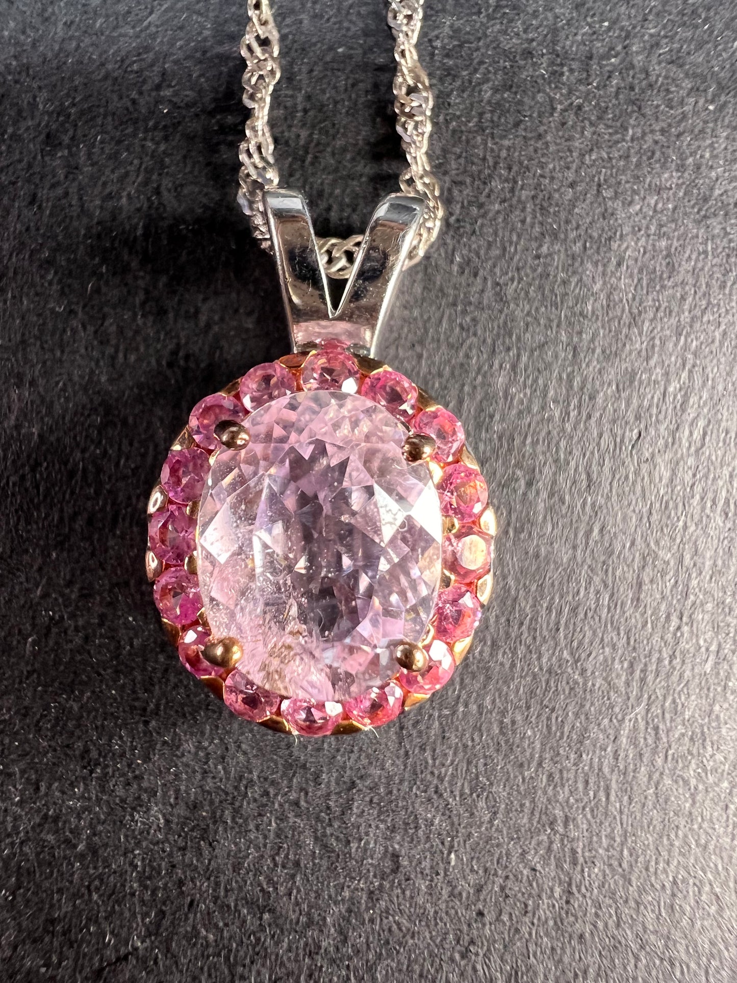 Pink Kunzite Rhodium Over Sterling Silver Pendant With Chain 3.28ctw