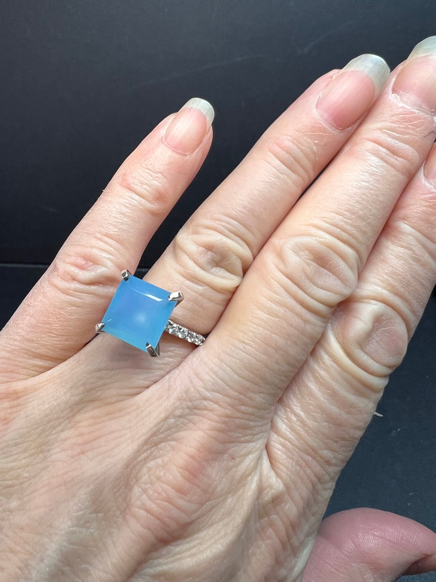 NEW with tag blue chalcedony sterling silver ring size 7