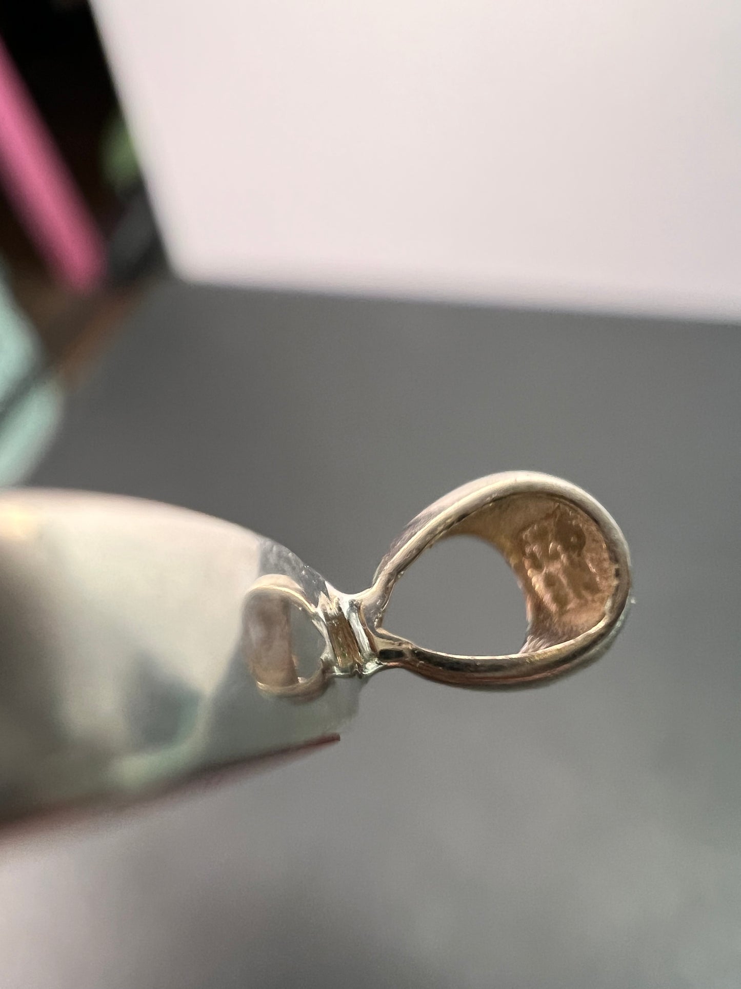 NEW Bi color pink tourmaline sterling silver pendant 1.94 grams