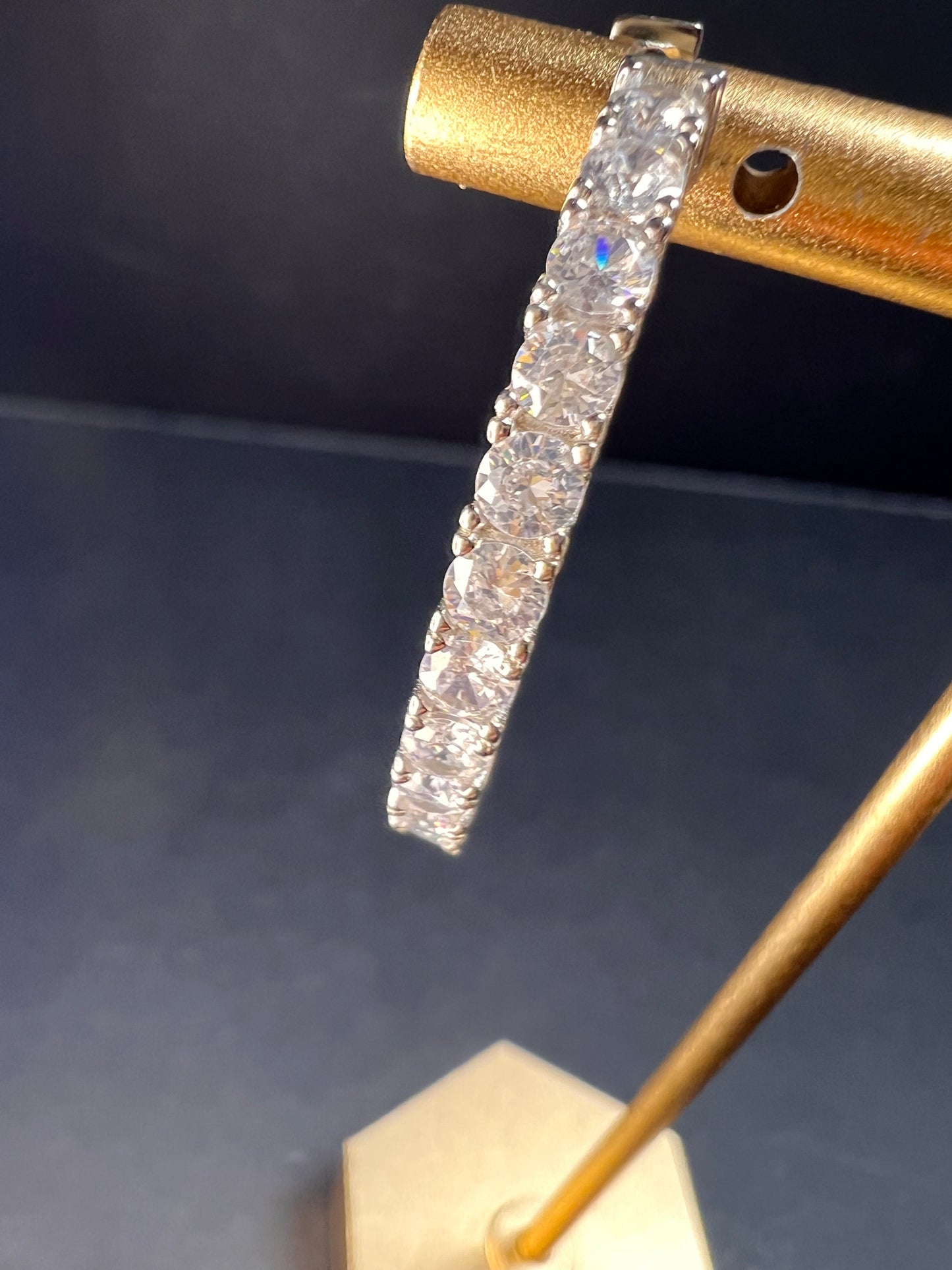 CZ inside out hoop earrings in sterling silver