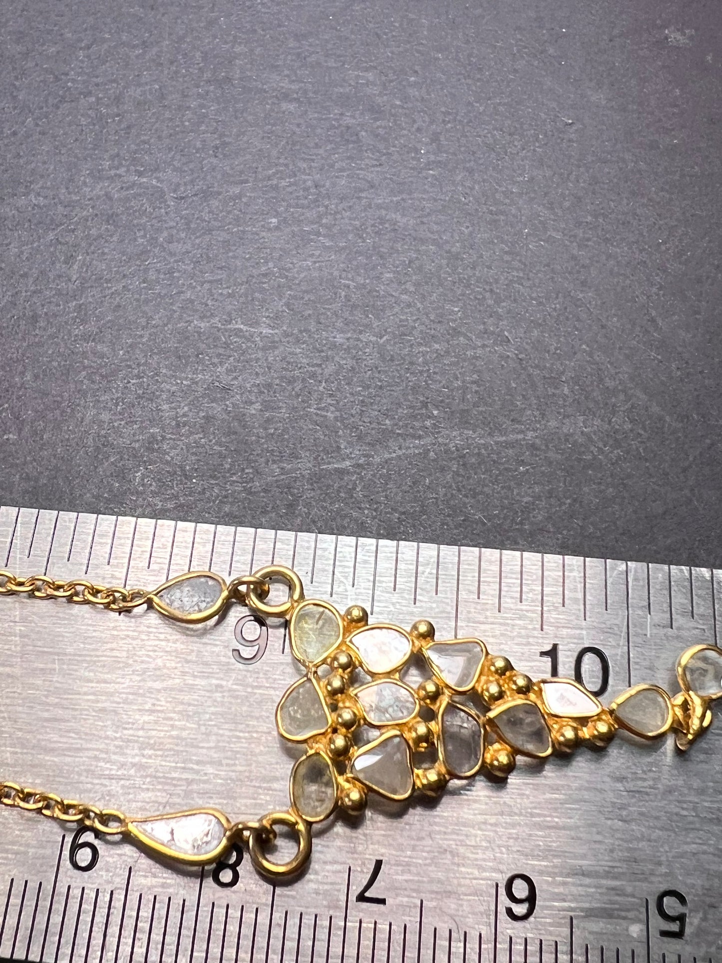 Polki diamond station necklace in vermeil gold over sterling silver