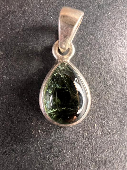 NEW Green tourmaline sterling silver pendant 1.54 grams