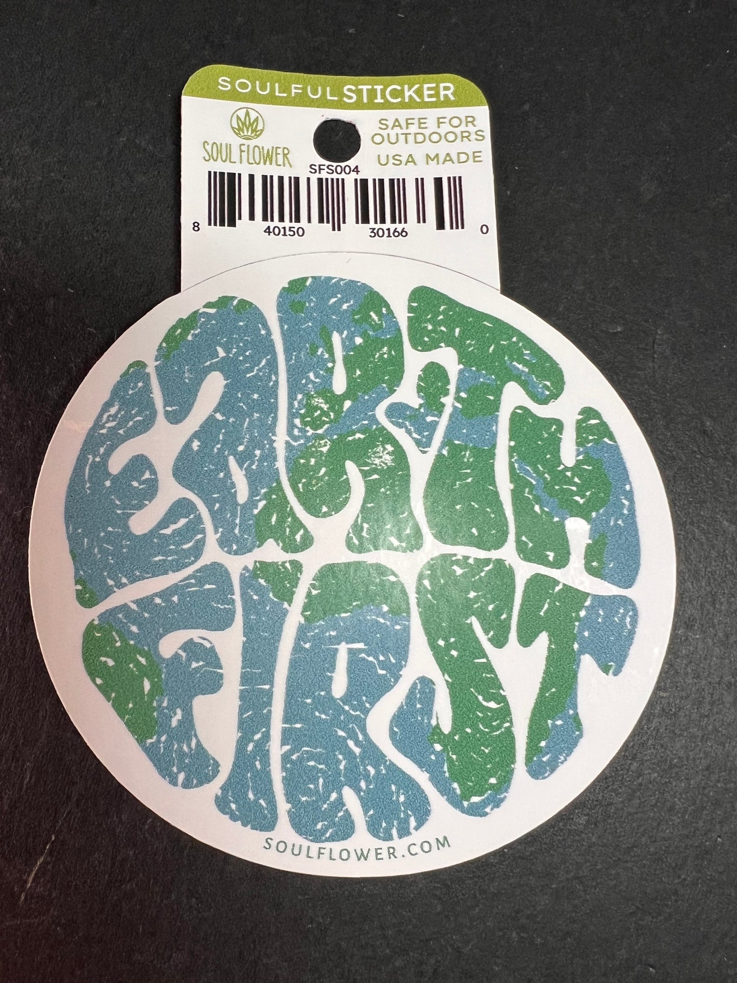 Soul Flower Earth First Round Sticker – Eco Message – Outdoor Safe