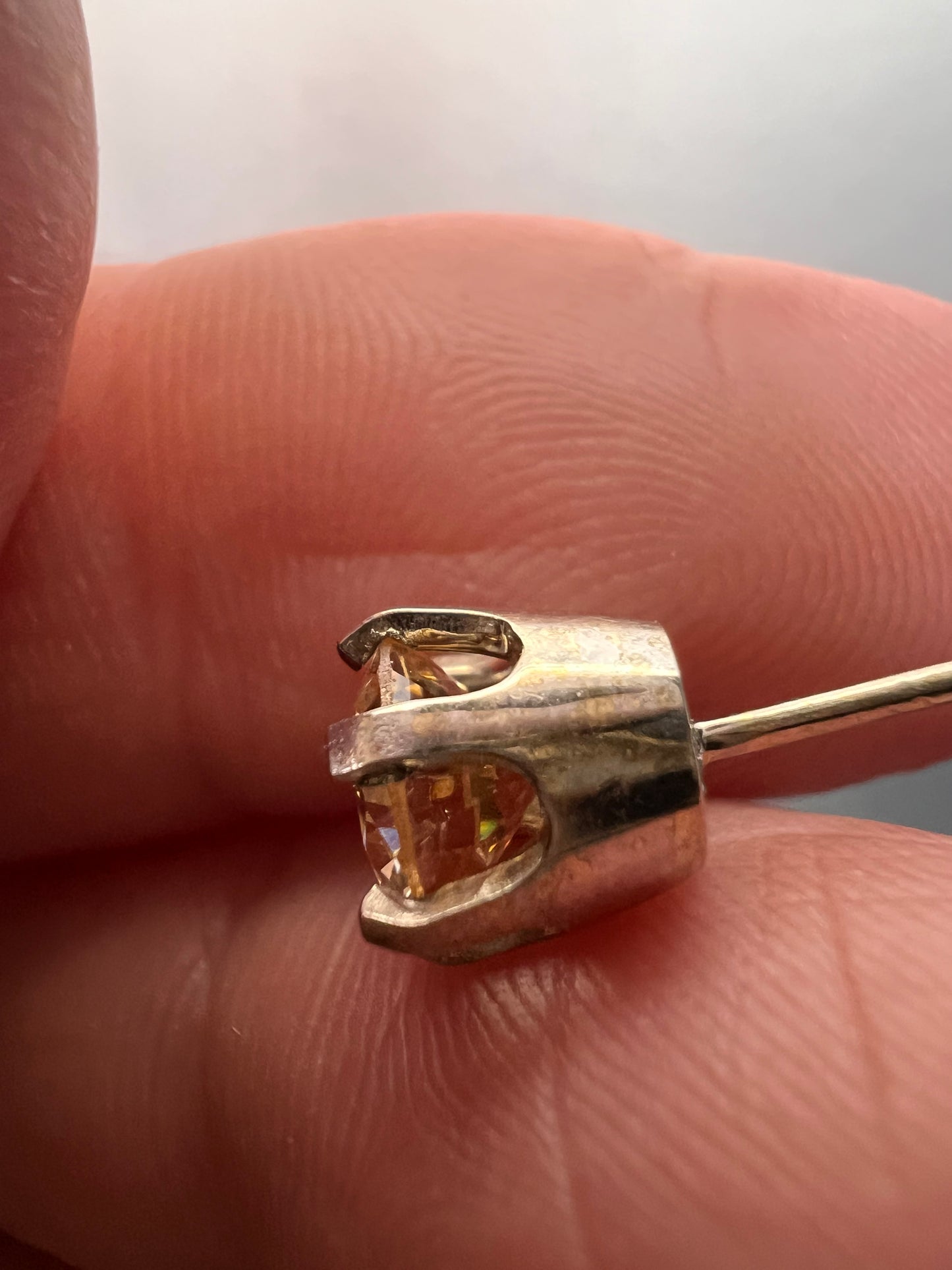 14k white gold champagne 2ctw CZ stud earrings 6.7mm