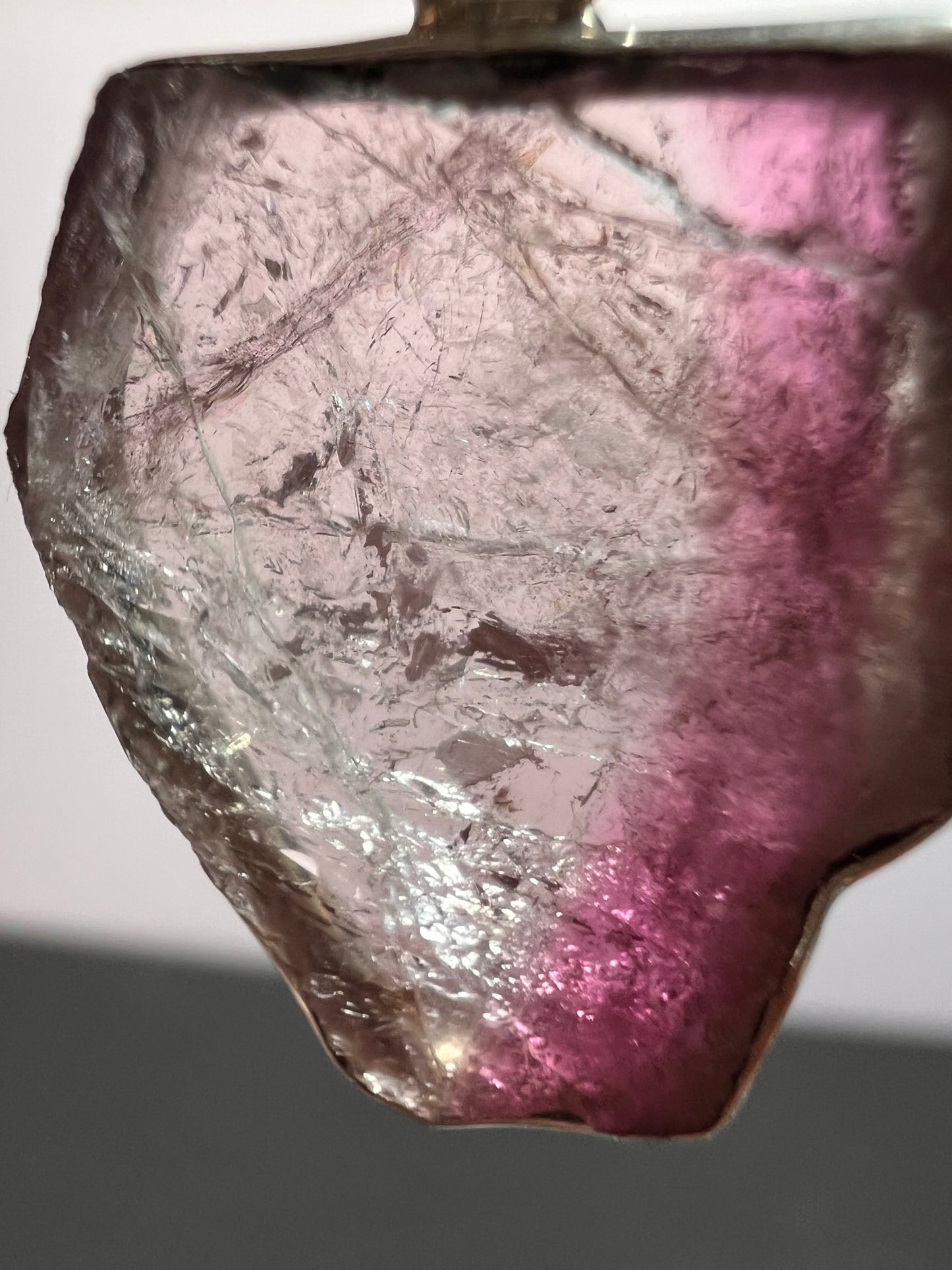 NEW Pink bi color tourmaline sterling silver pendant 2.79 grams