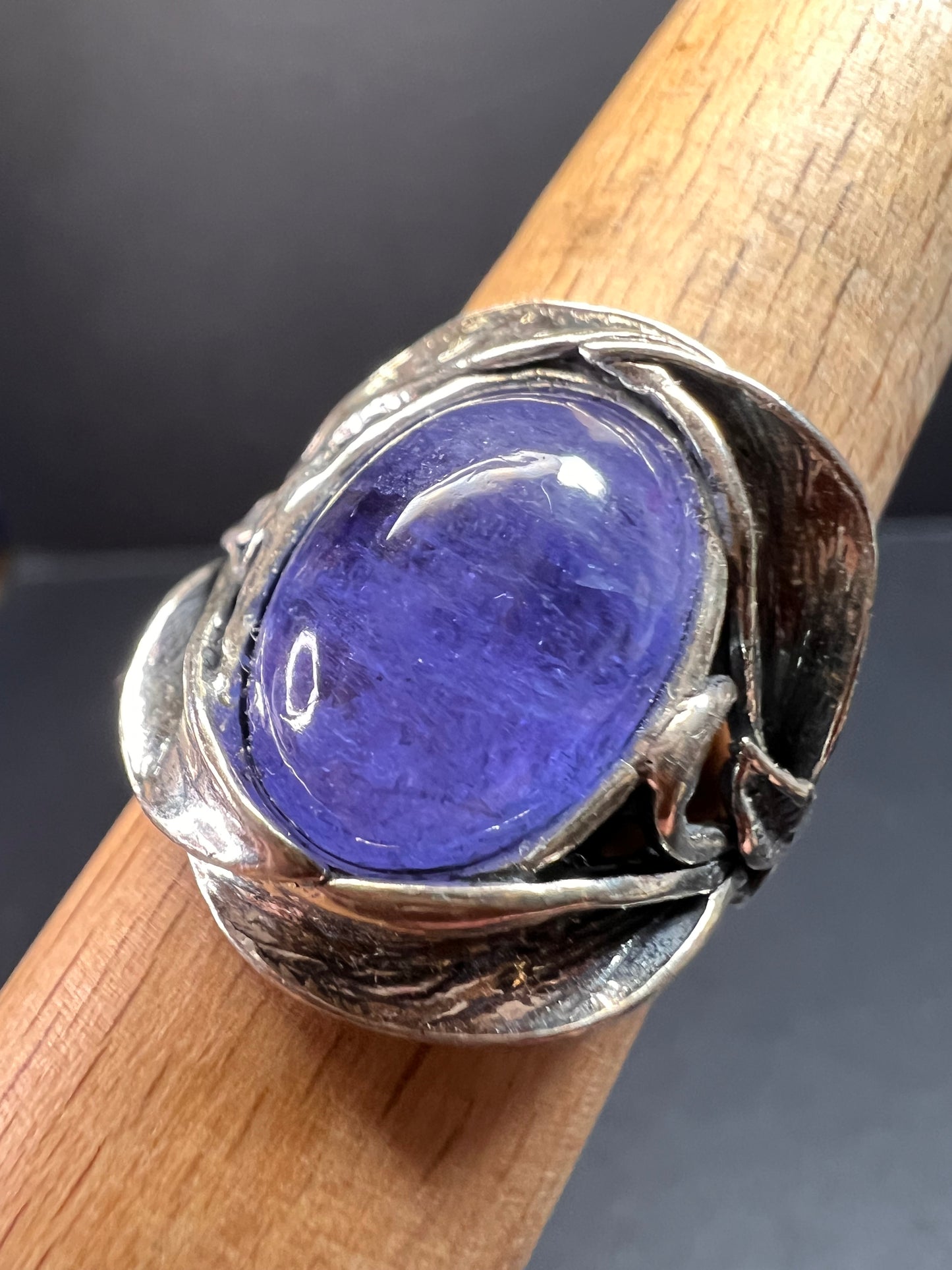 Tanzanite sterling silver artisan ring size 9