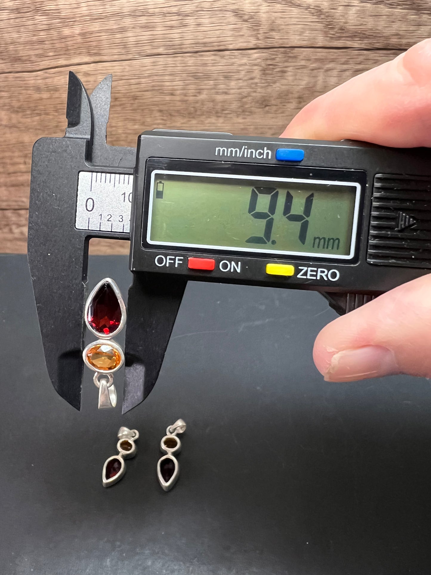 NEW citrine and garnet sterling silver pendant