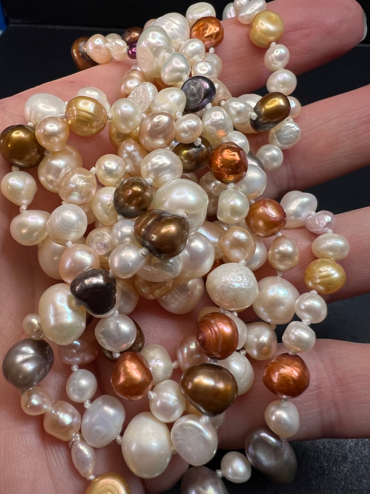 Multi colored freshwater pearls 50 inch endless necklace