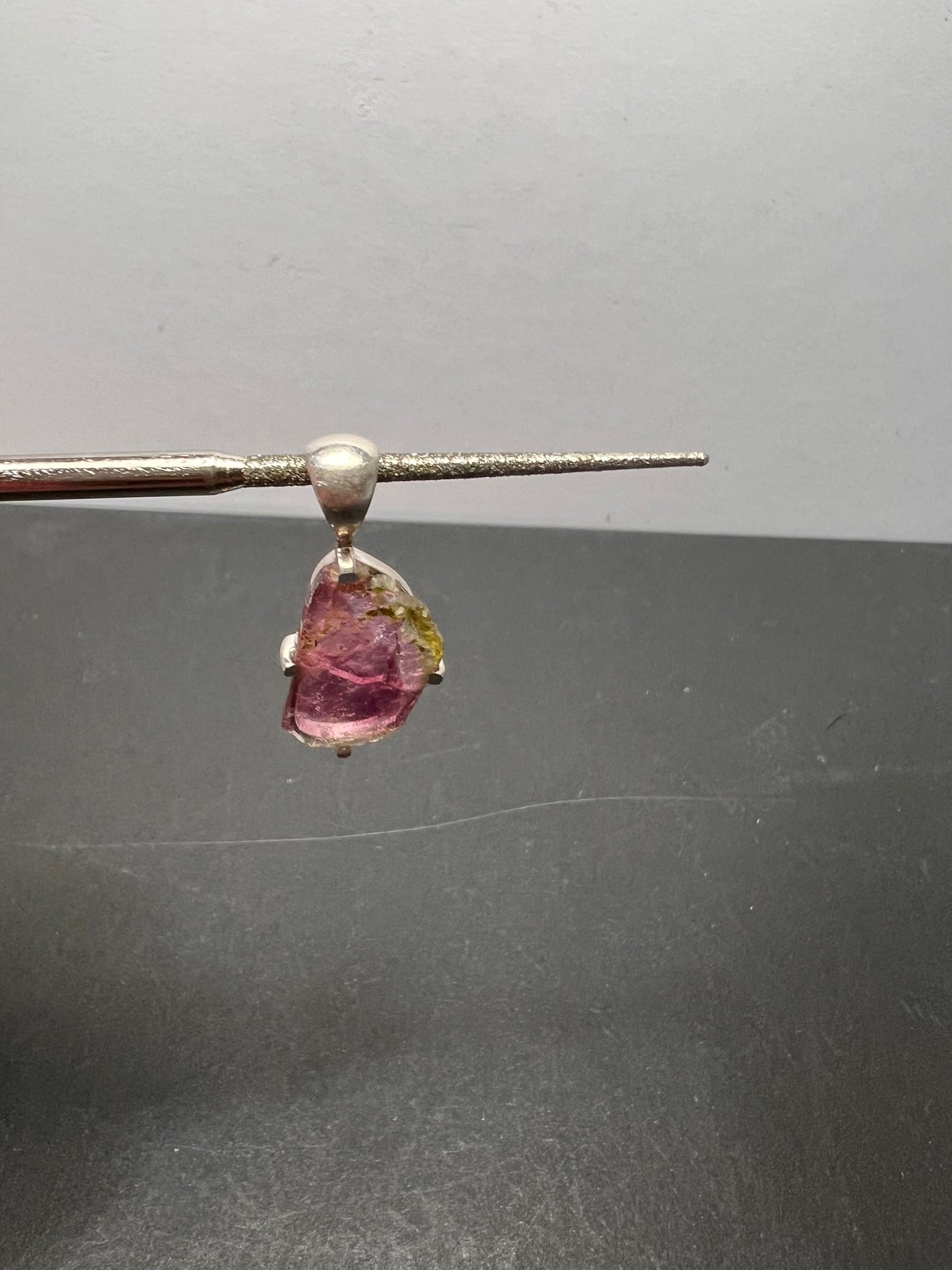 NEW Watermelon tourmaline sterling silver pendant 1.56 grams
