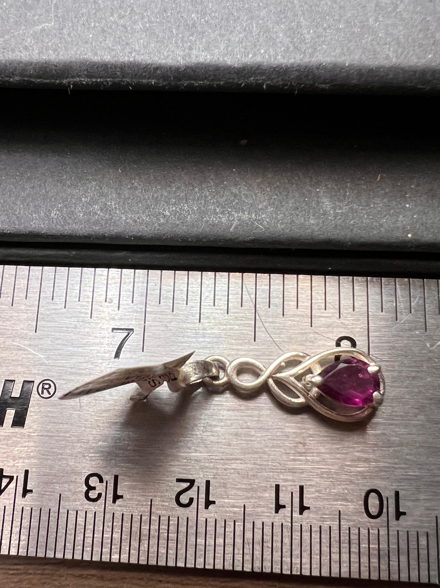 NEW raspberry rhodolite garnet sterling silver twist pendant
