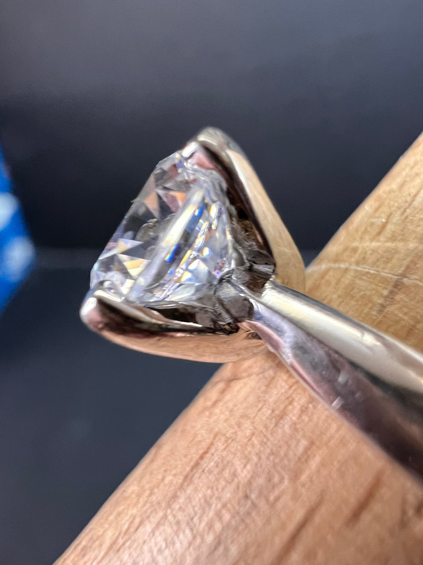 Vintage CZ solitaire sterling silver ring size 7