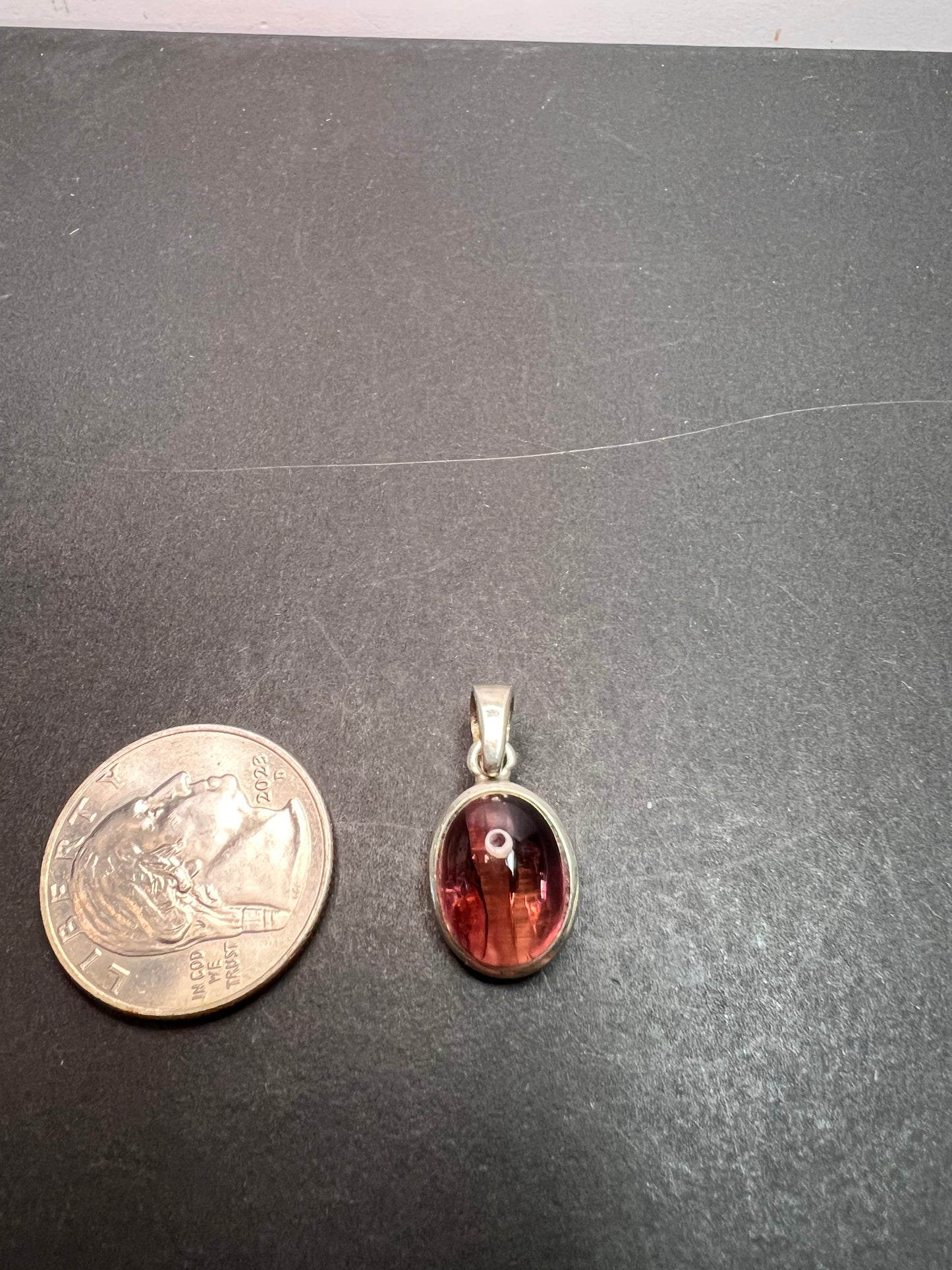 NEW Pink tourmaline Rubellite sterling silver pendant 3.03 grams