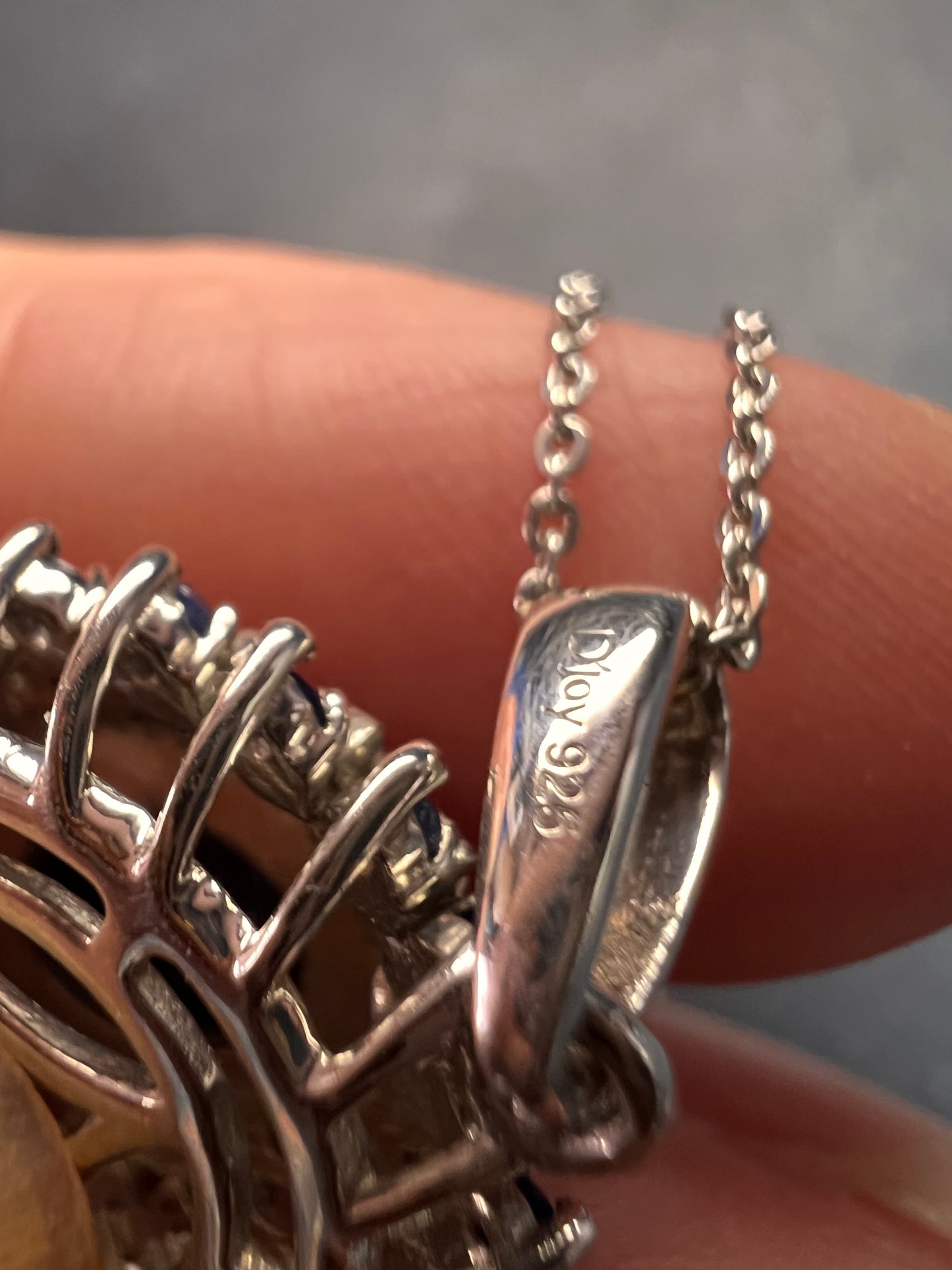 NEW Blue star sapphire and moissanite sterling silver halo pendant necklace