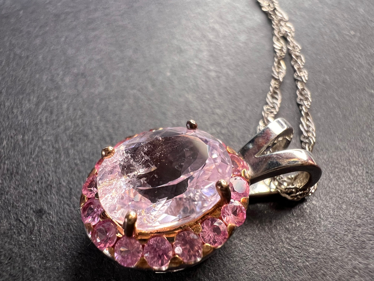 Pink Kunzite Rhodium Over Sterling Silver Pendant With Chain 3.28ctw