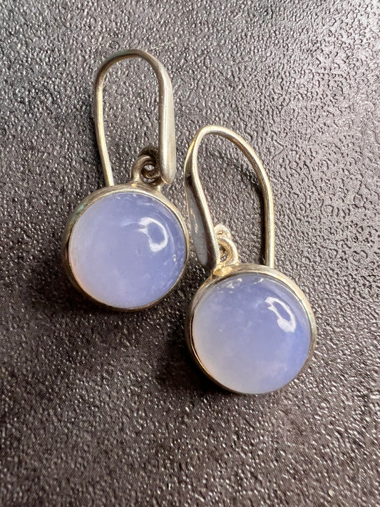 NEW Blue chalcedony sterling silver earrings 4.61 grams