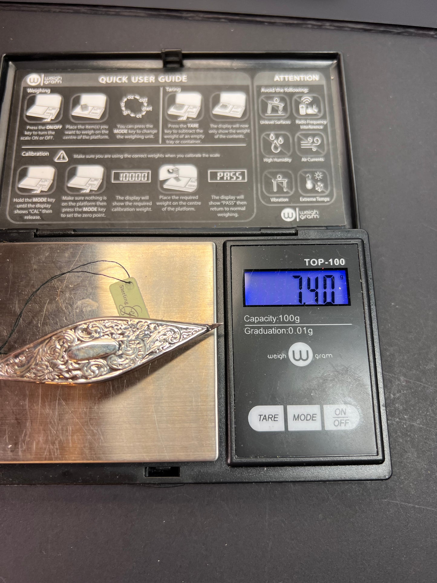 Vintage Reo Sterling Silver Tatting Shuttle Pendant Dead Stock