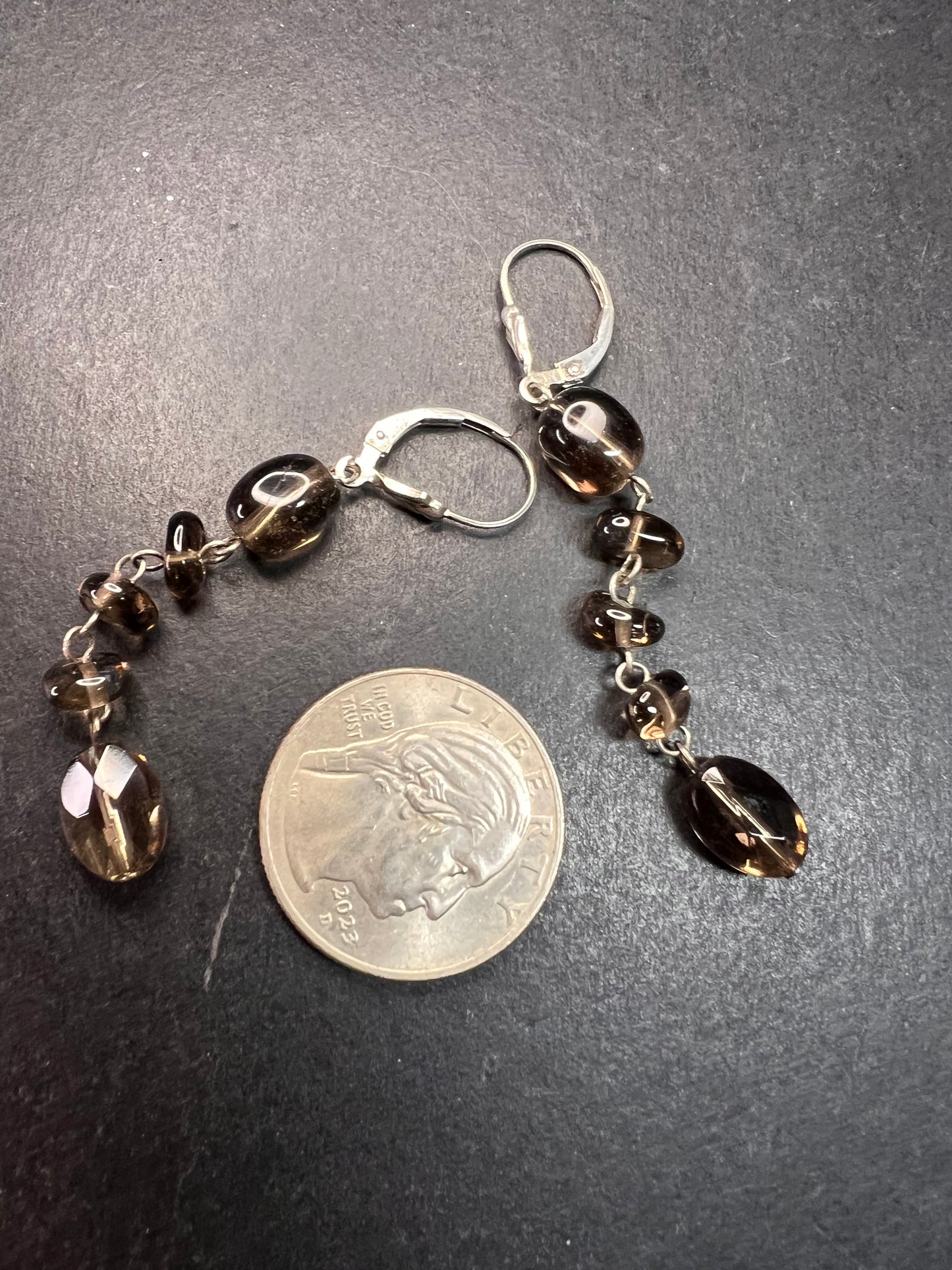 NEW Nate & Etan smoky quartz sterling silver dangle earrings