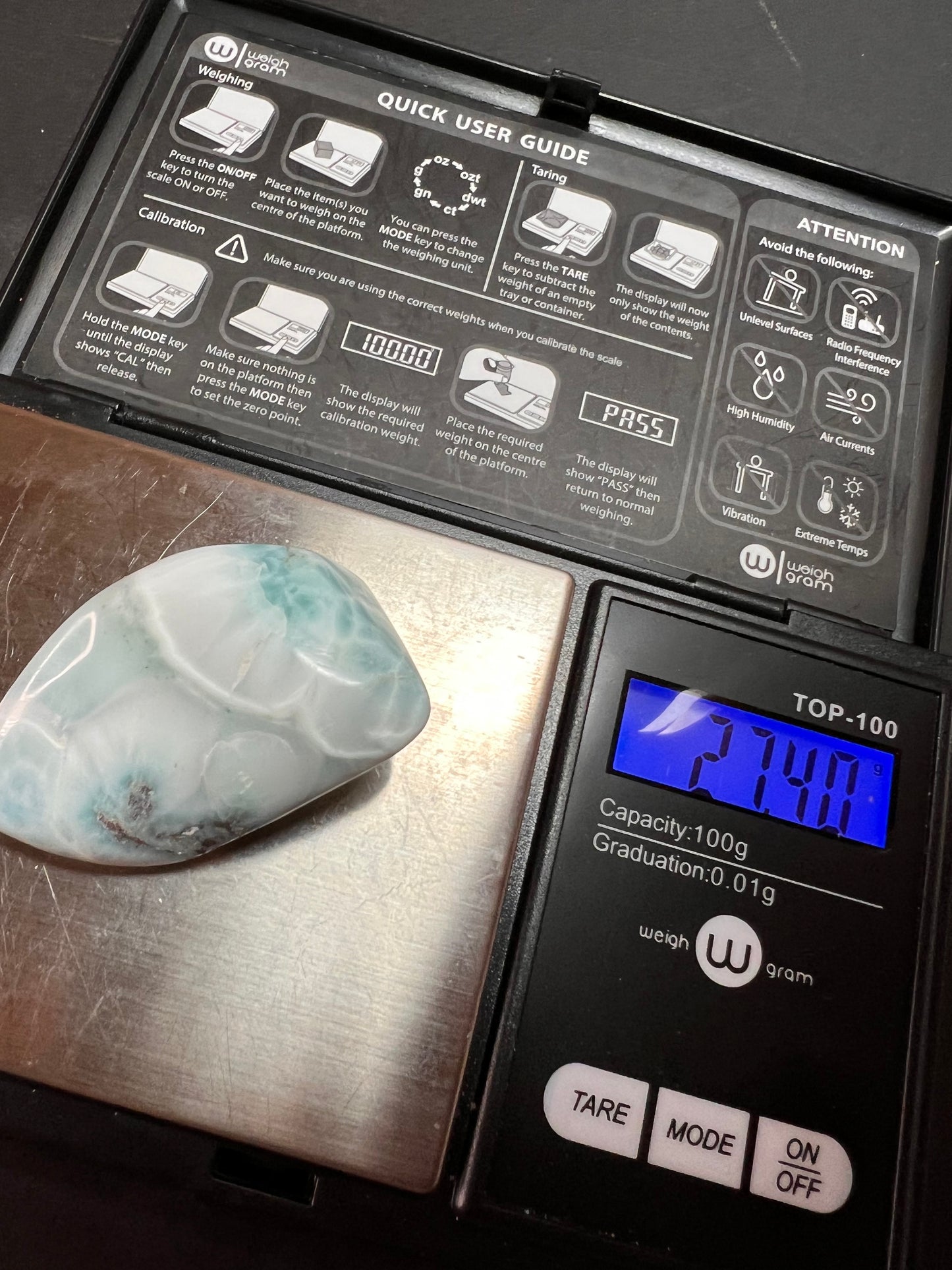 Larimar tumble 27.40 grams