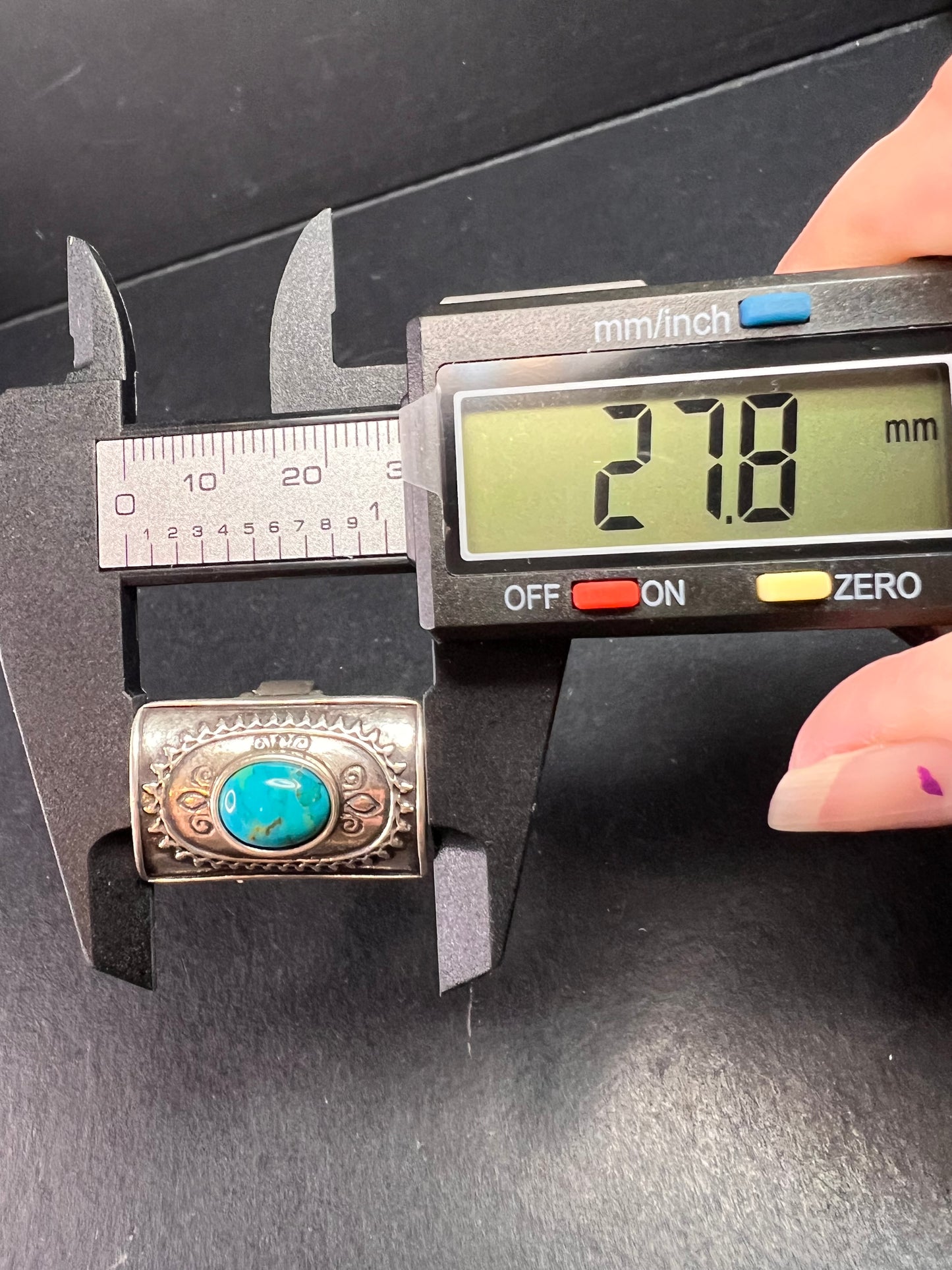 Vintage DIDAE Sterling Silver Kingman Turquoise Shield Ring – Size 7