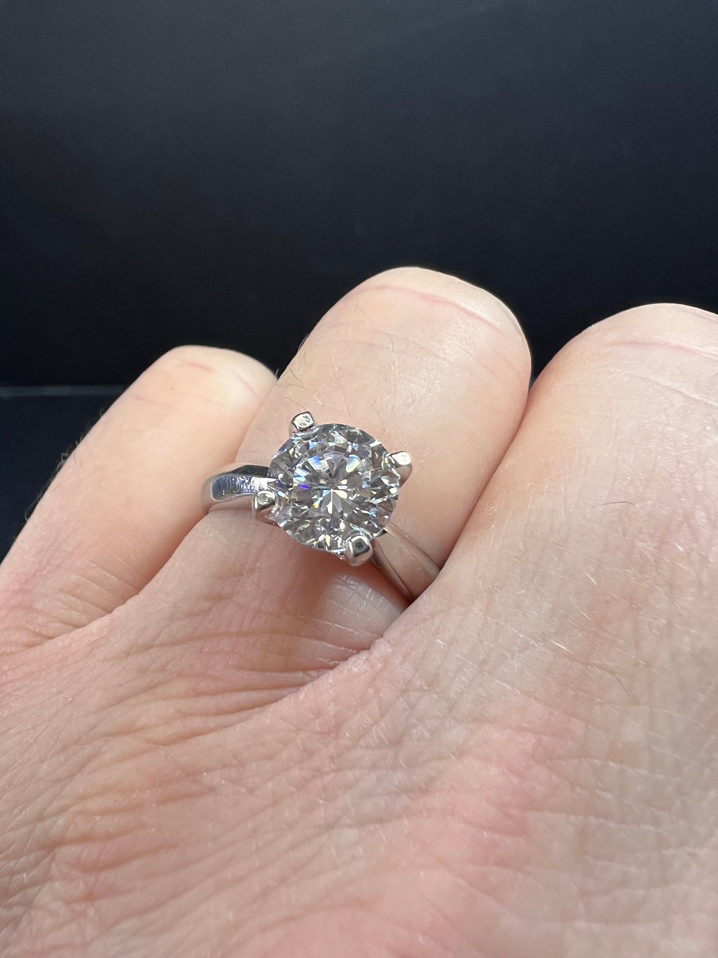 Vintage CZ solitaire sterling silver ring size 7