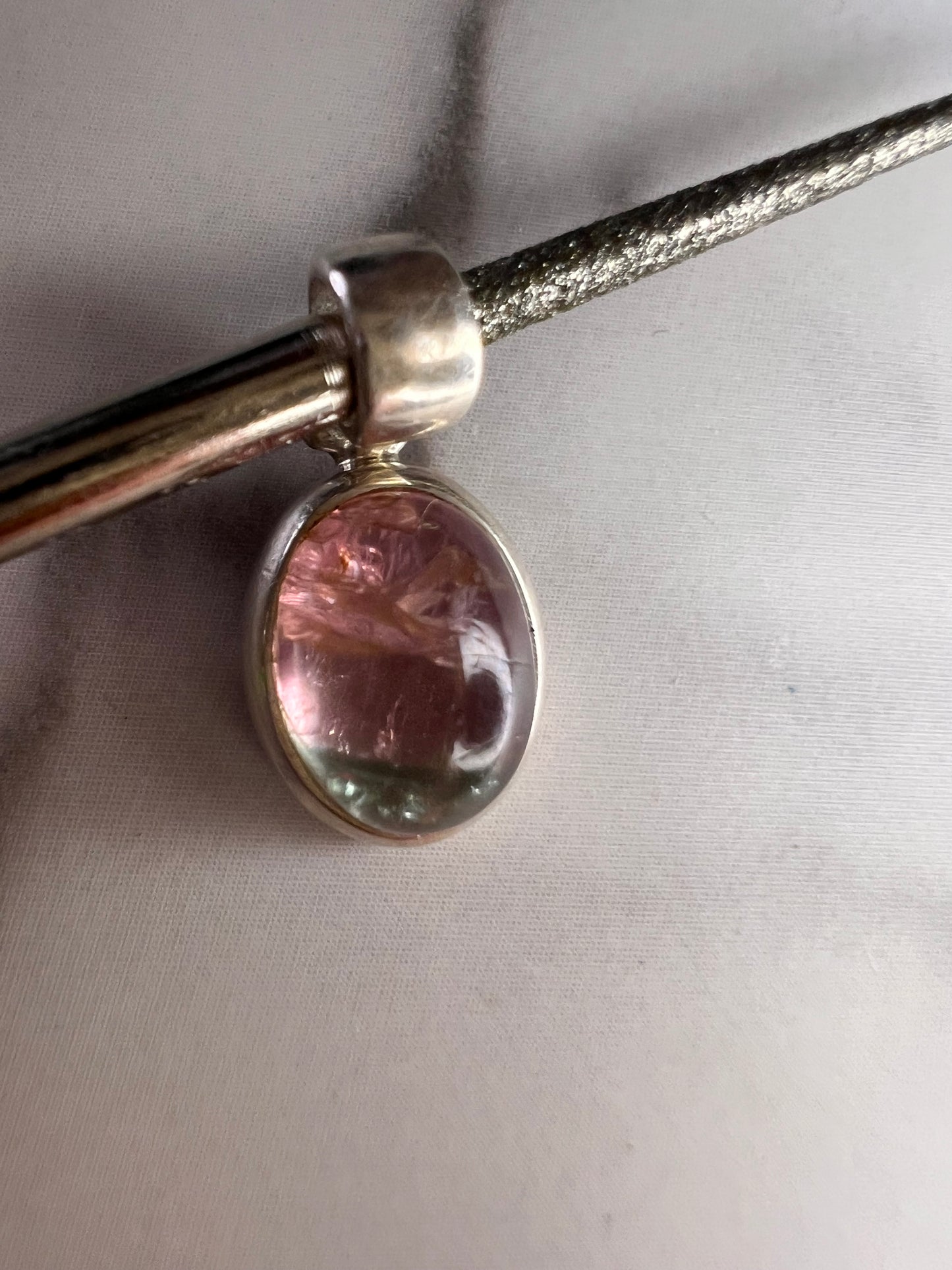 NEW Pink, lilac, blue tri tourmaline sterling silver pendant 1.79 grams