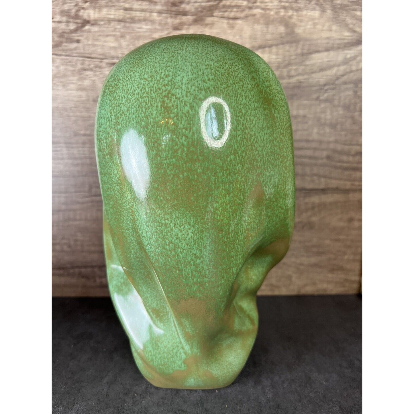 Vintage Female Head Bust Hand Painted Chalk Ware Green Head Scarf Ceramic