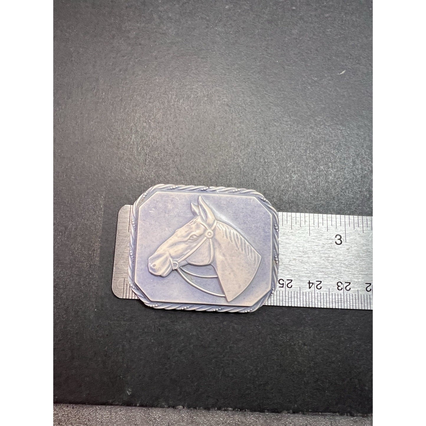 Vintage 1940’s Celluloid Horse Head Brooch/Pin Blue Square Fashion Retro 2"