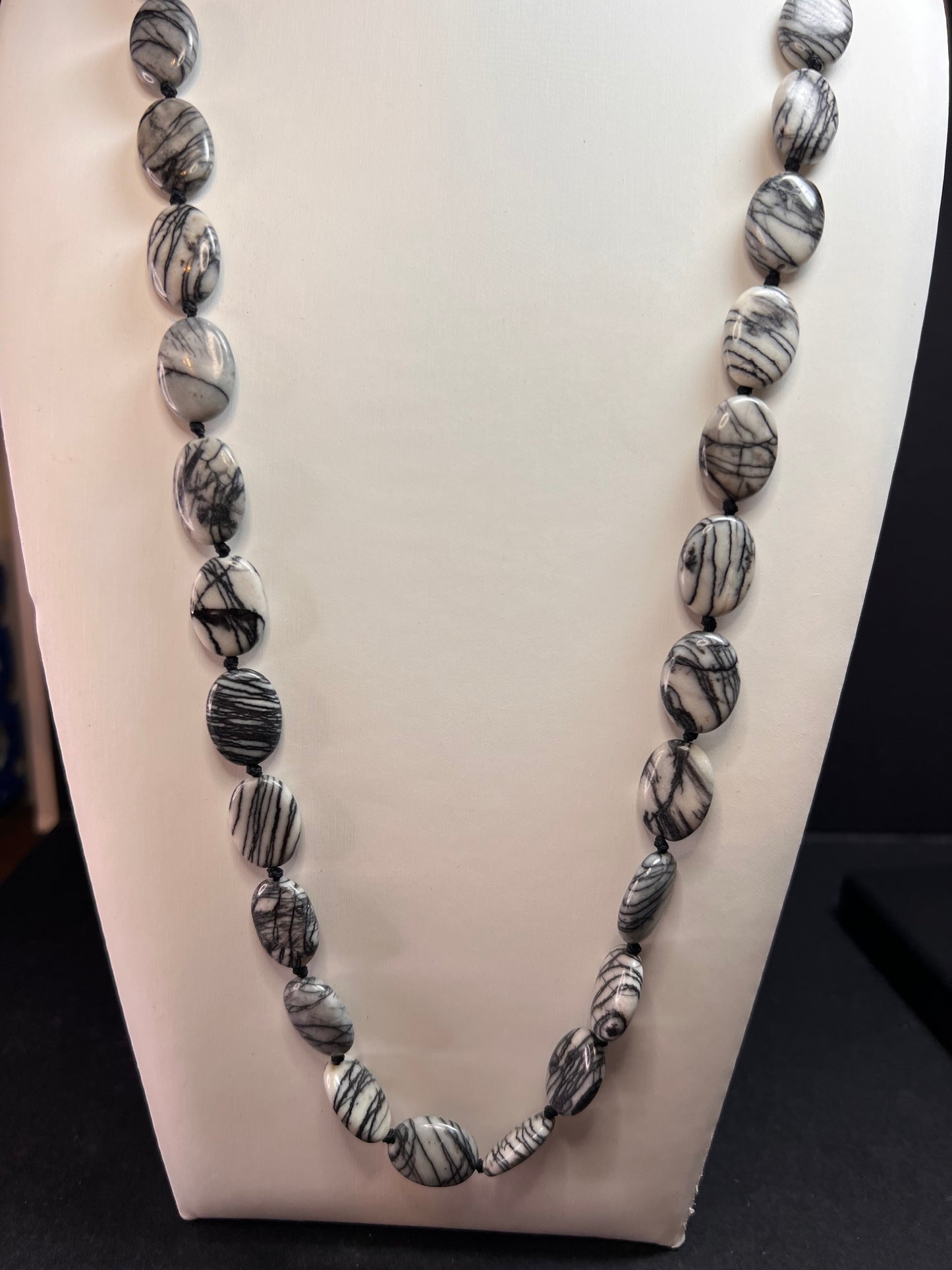 NEW Picasso Jasper 30 inch necklace with sterling silver clasp