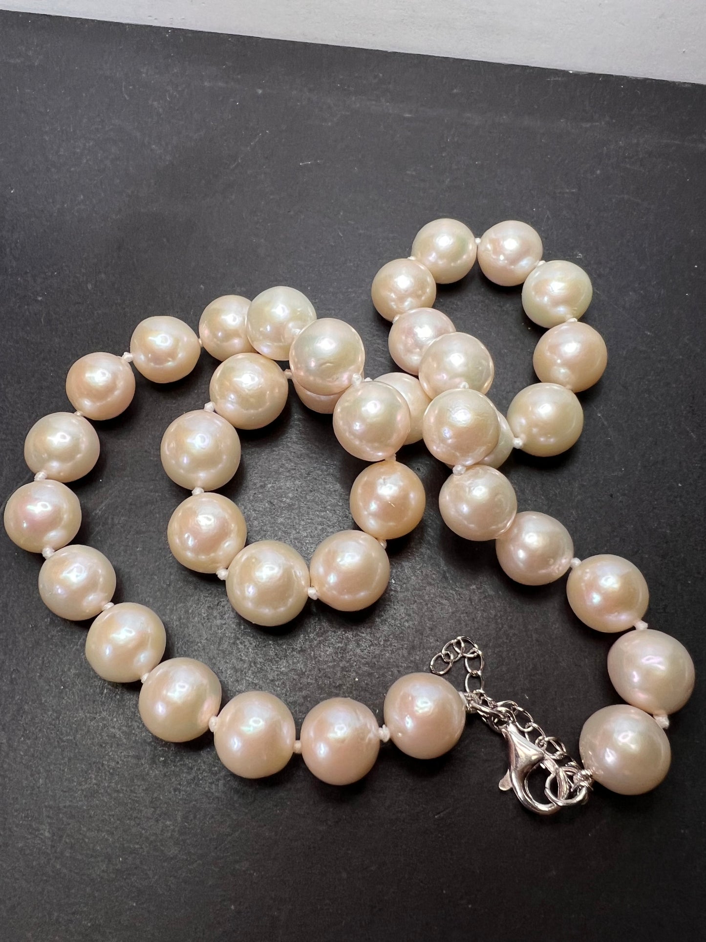 NEW White Cultured Freshwater Pearl Rhodium Over Sterling Silver Necklace 20 inch