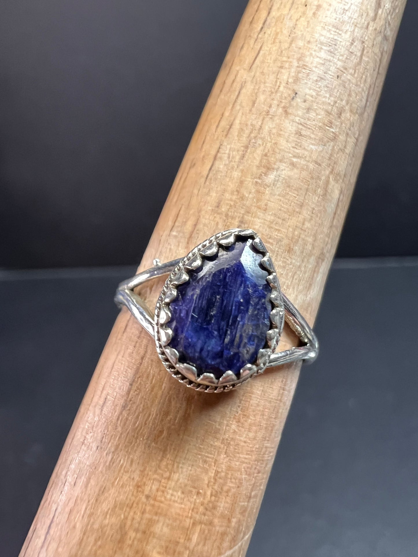 Blue kyanite sterling silver teardrop ring size 5