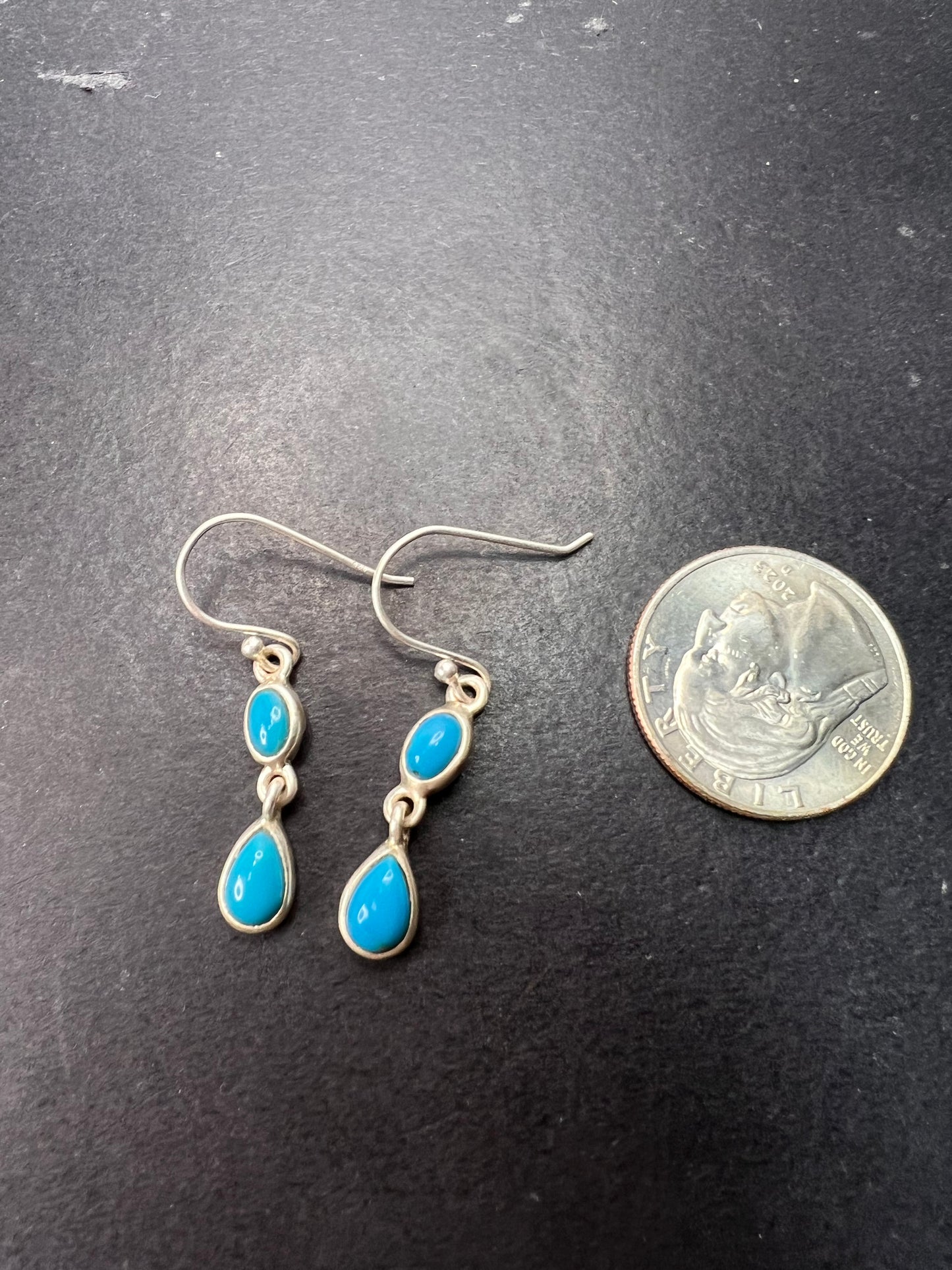NEW Sleeping Beauty sterling silver turquoise dangle earrings 2.93 grams