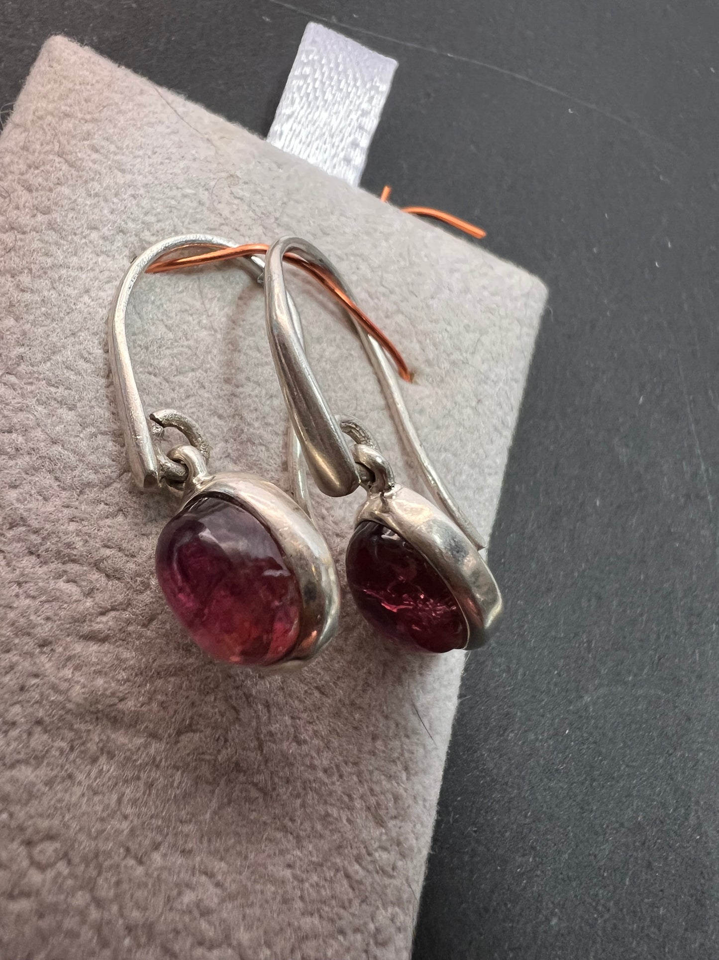 NEW Rubellite sterling silver dangle earrings 3.39 grams