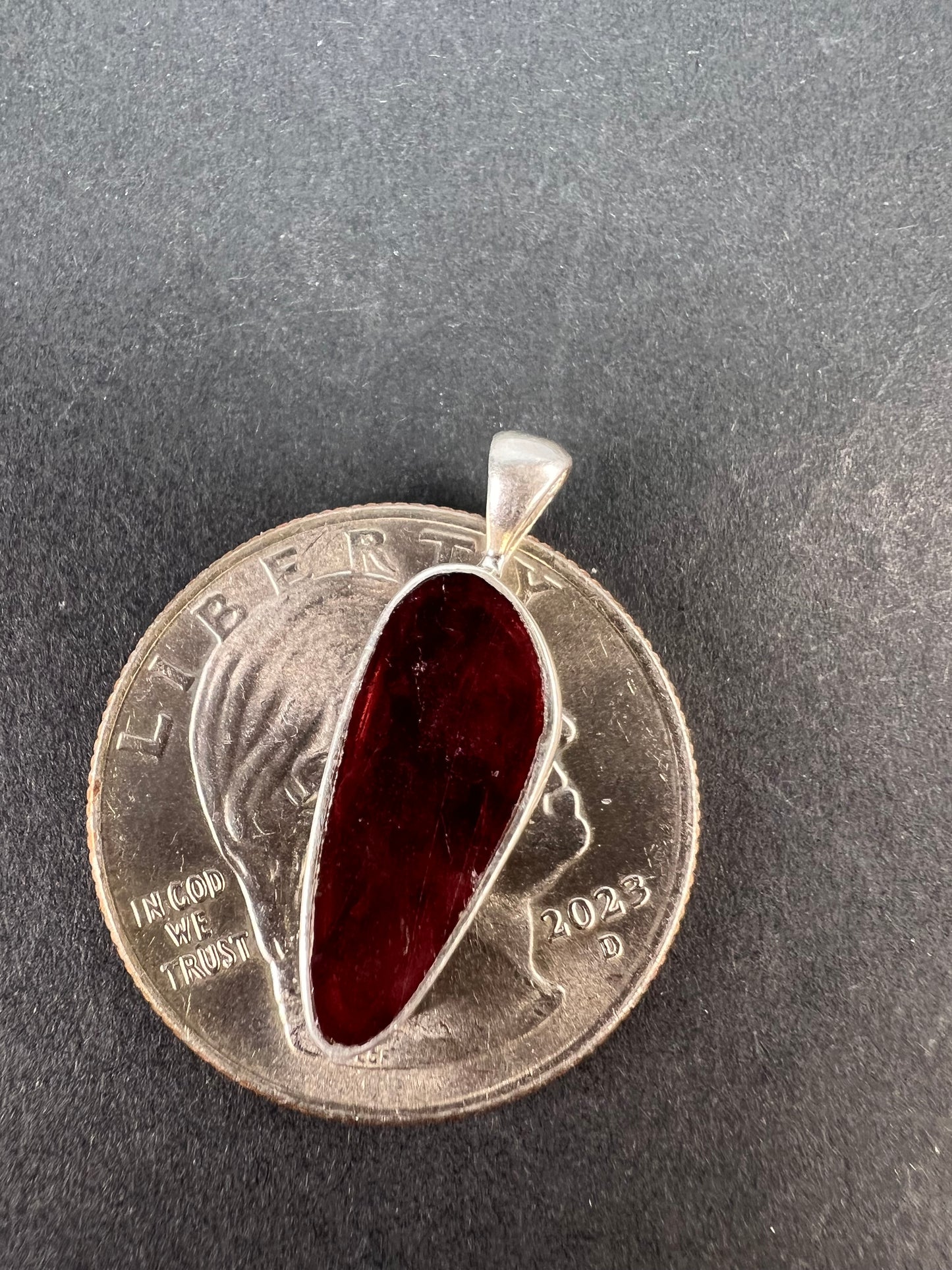 NEW pink tourmaline/ rubellite sterling silver pendant 1.59 grams