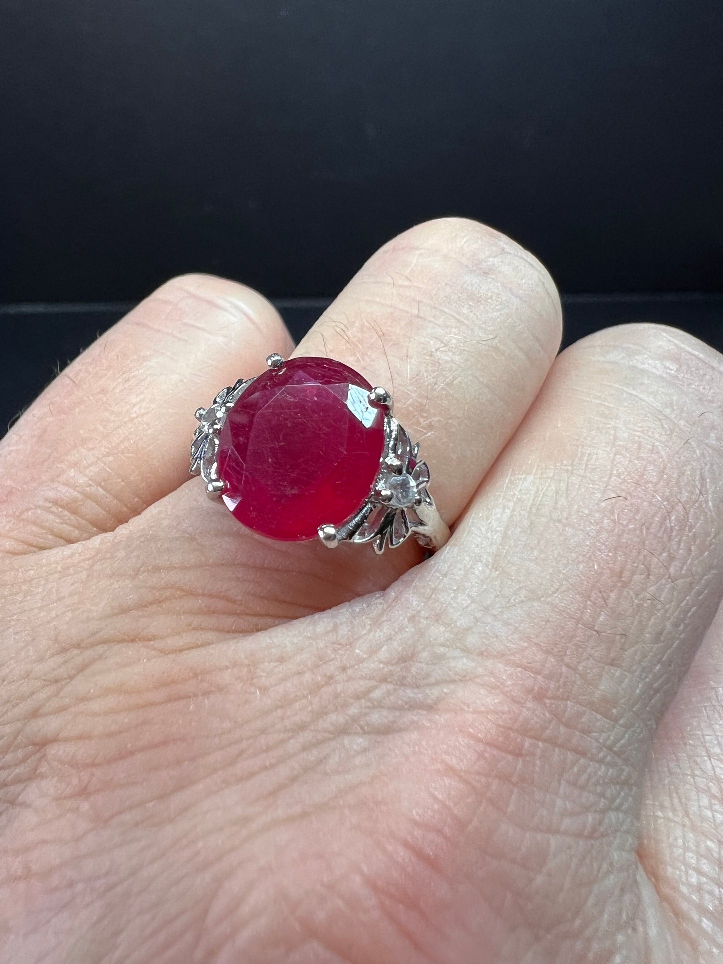 Vintage ruby sterling silver ring size 7