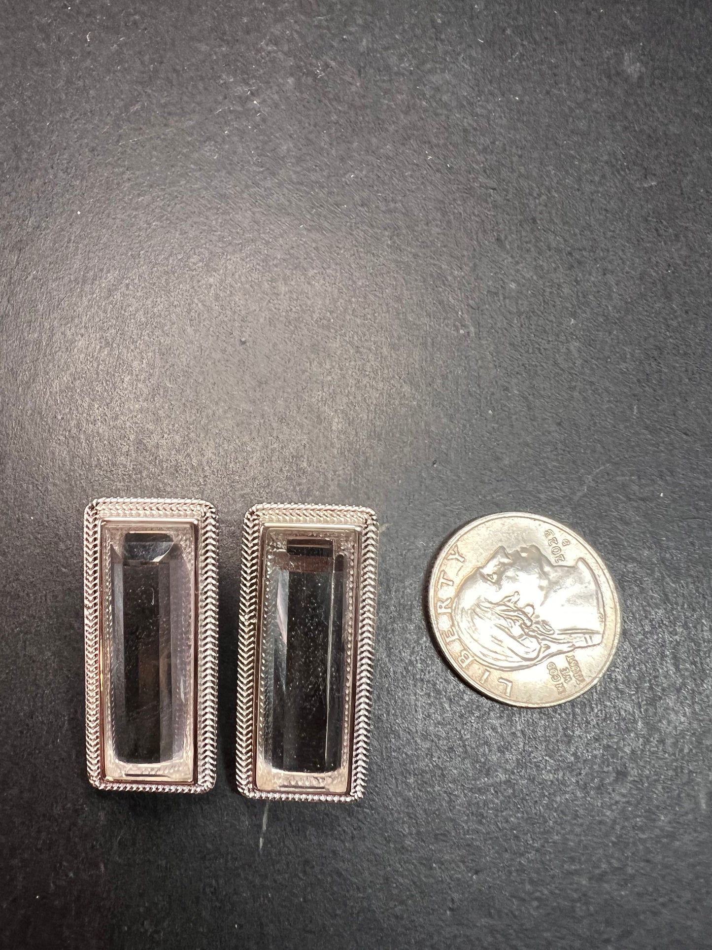 NEW clear quartz gemstone sterling silver earrings