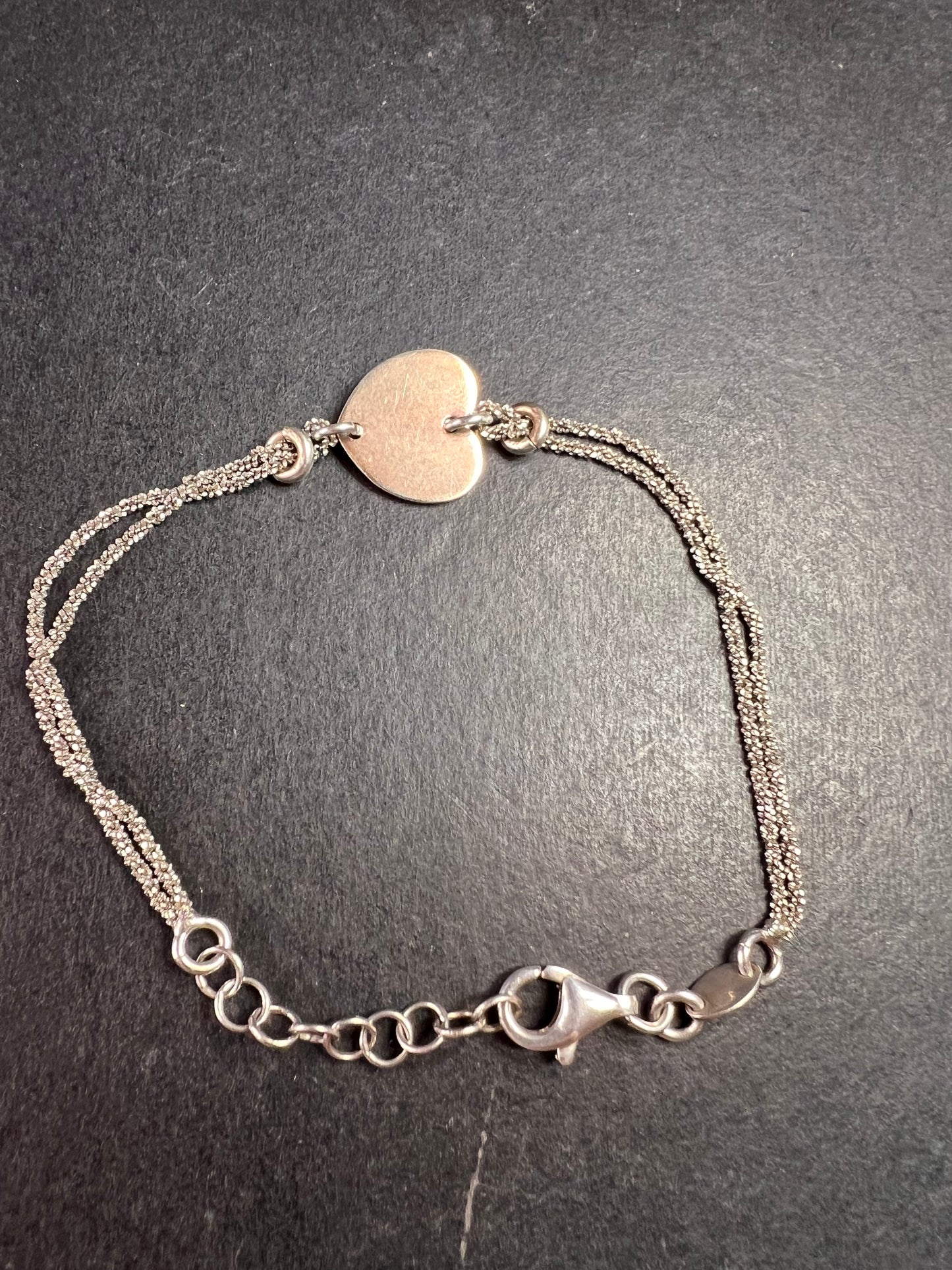 Vintage Dyadema sterling silver two toned heart charm multi chain bracelet