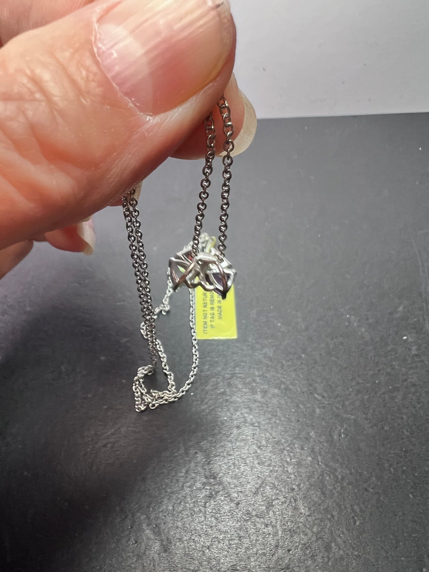 Multi stone butterfly pendant in stainless steel with 18 inch chain *NEW*