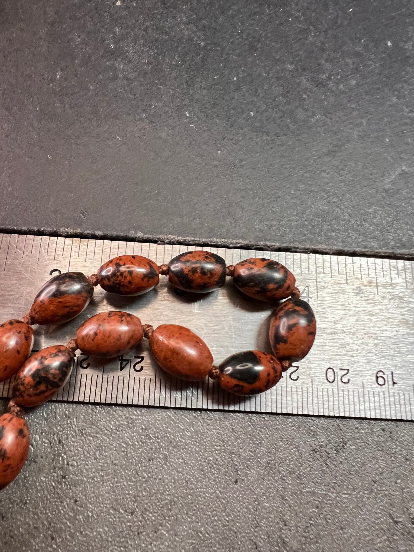 NEW Mahogany obsidian knotted 36 inch necklace with sterling silver clasp