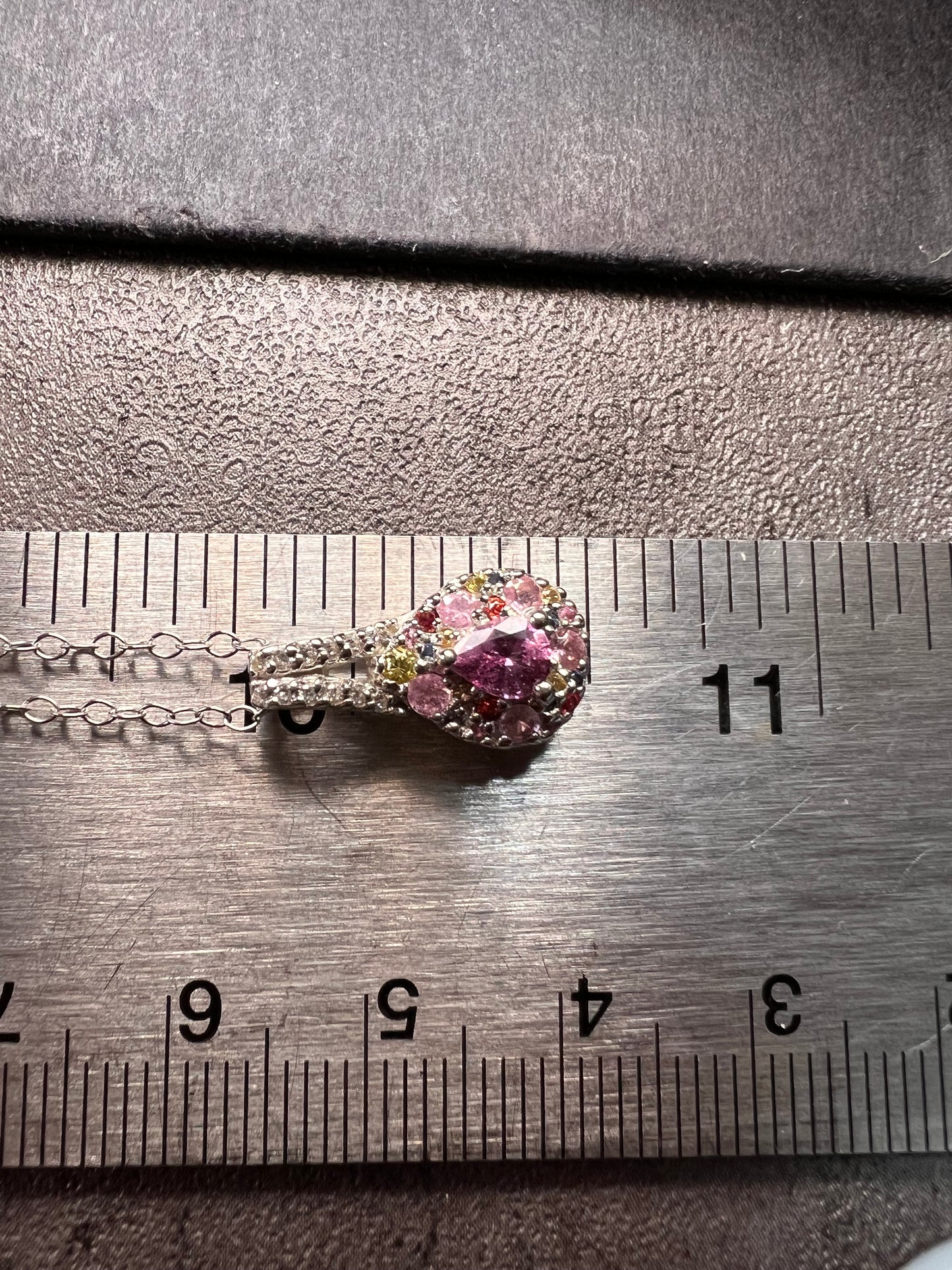 NEW purple multi sapphire sterling silver pendant and chain