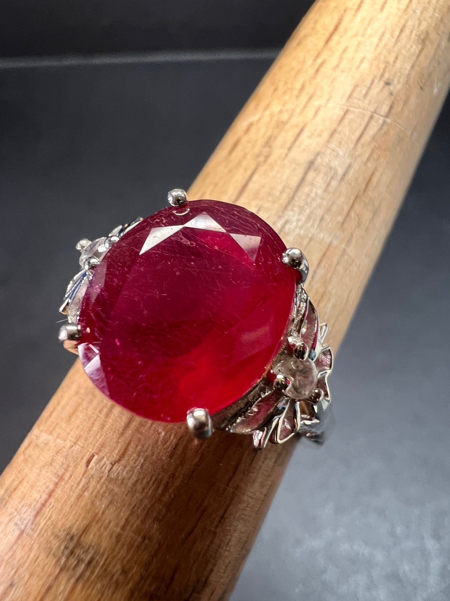 Vintage ruby sterling silver ring size 7