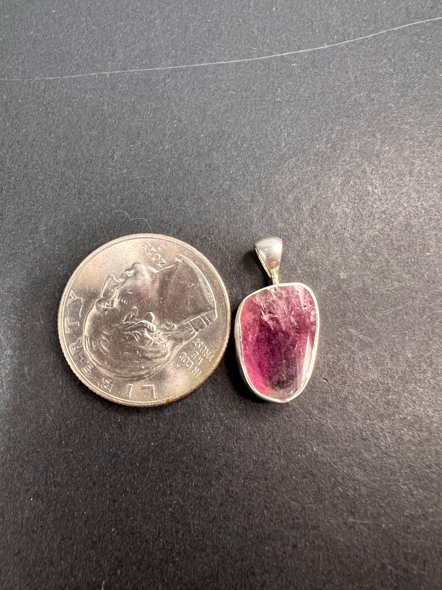 NEW Pink and white tourmaline sterling silver pendant 1.68 grams