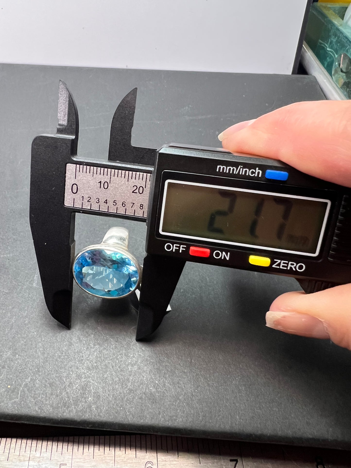 NEW size 8 Blue topaz sterling silver ring size 12.47 grams